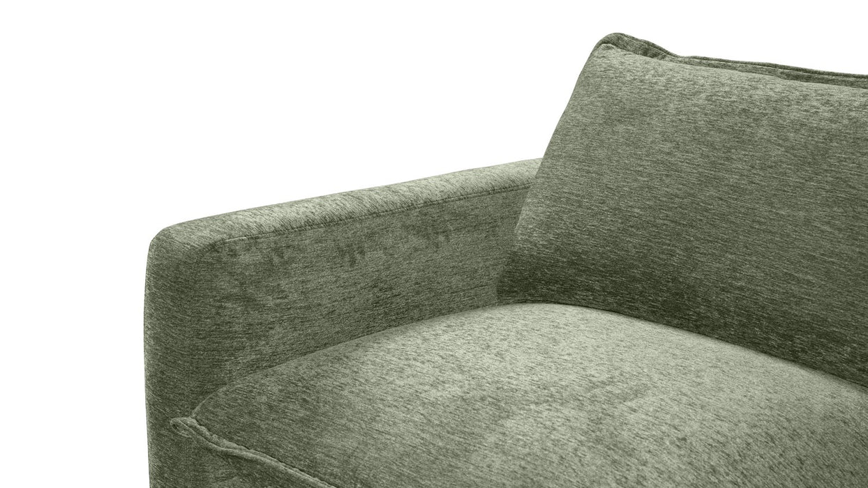 Vegas 5 Seater Fabric Corner Modular in Loden, arm and seat detail