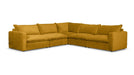 Vegas 5 Seater Fabric Corner Modular & Ottoman in Honey, angled view