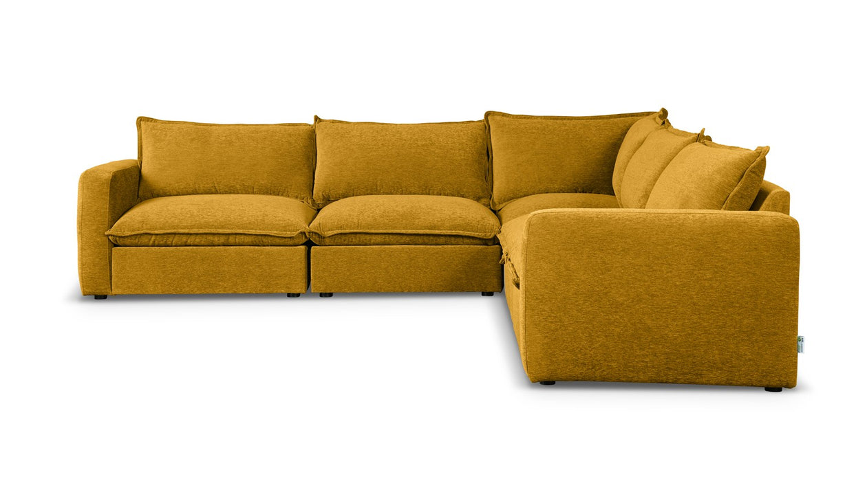 Vegas 5 Seater Fabric Corner Modular & Ottoman in Honey