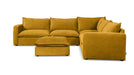 Vegas 5 Seater Fabric Corner Modular & Ottoman in Honey, with ottoman