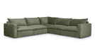 Vegas 5 Seater Fabric Corner Modular & Ottoman in Loden, angled view