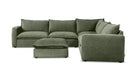 Vegas 5 Seater Fabric Corner Modular & Ottoman in Loden, with ottoman