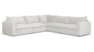 Vegas 5 Seater Fabric Corner Modular & Ottoman in Sand, angled view