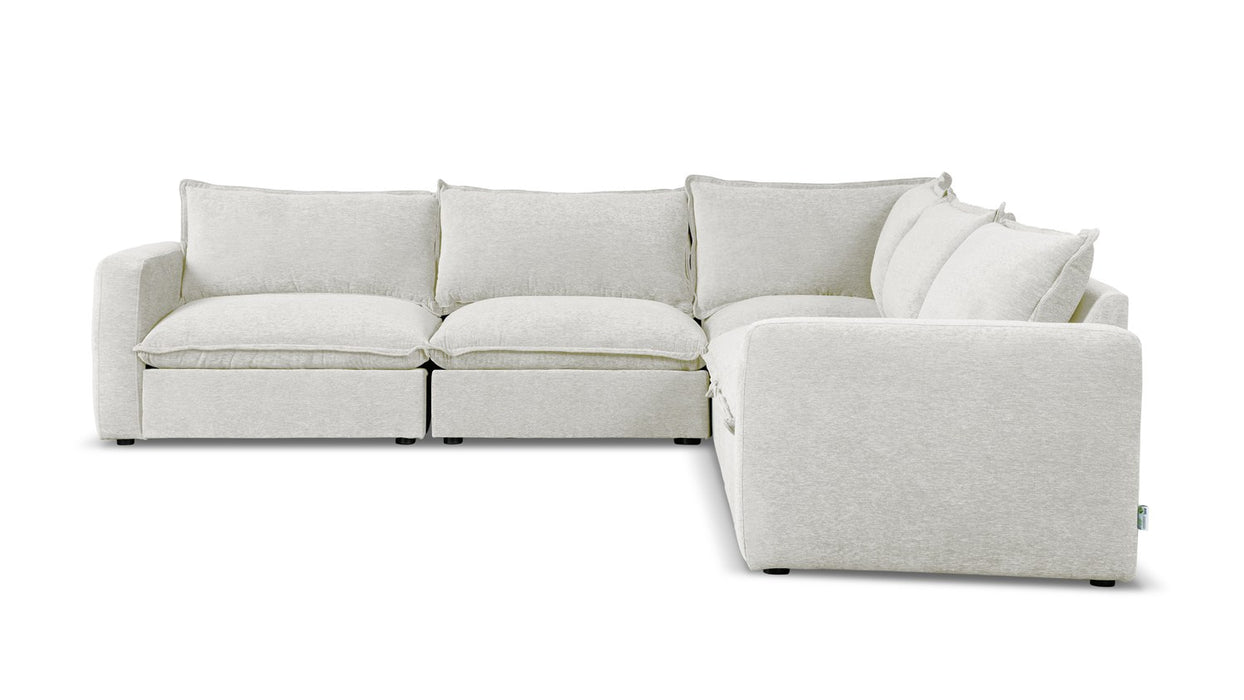 Vegas 5 Seater Fabric Corner Modular & Ottoman in Sand