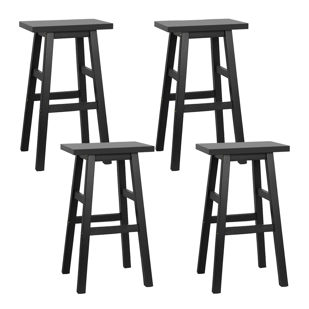4x Bar Stools Kitchen Chairs Wooden Black — Furniture Bazaar