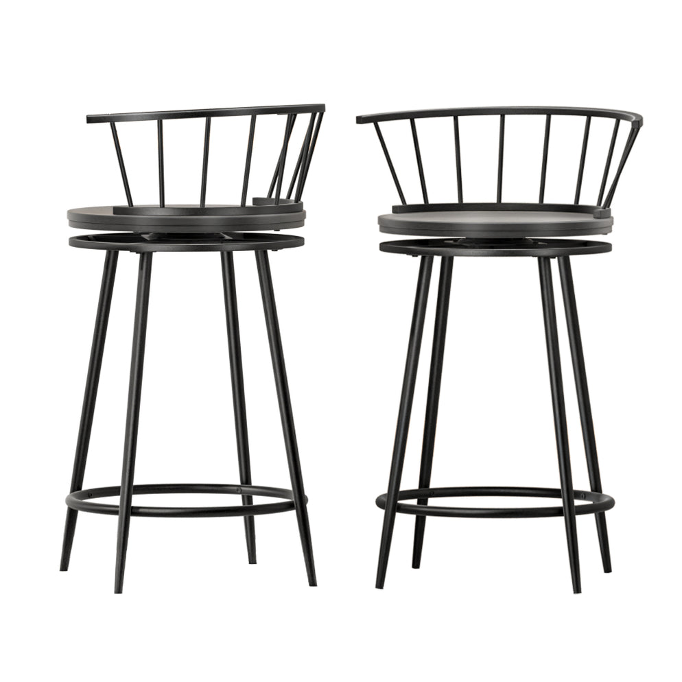 2x Bar Stools Swivel Metal Chairs — Furniture Bazaar