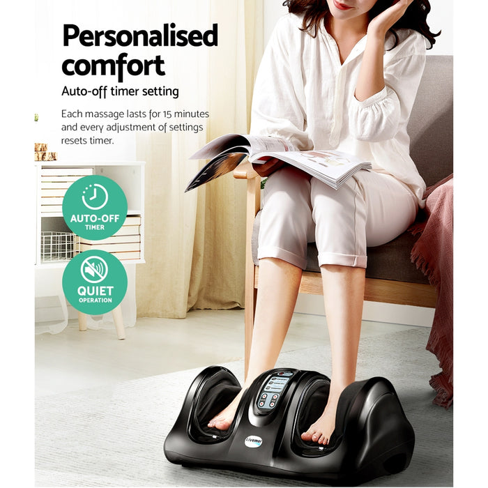 Foot Massager Shiatsu Massagers Electric Remote Roller Kneading - Black