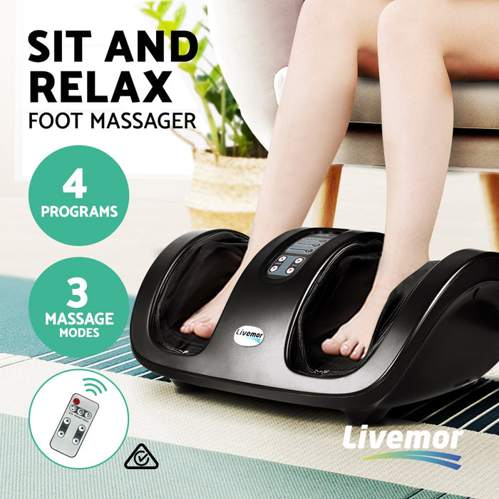 Foot Massager Shiatsu Massagers Electric Roller Kneading Calf Leg - Black