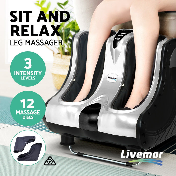 Foot Massager Massagers Shiatsu Electric Roller Ankle Calf Leg Kneading - Silver