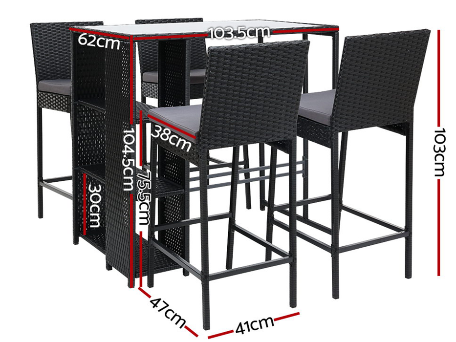 Koonara 5 Piece Outdoor Bar Set