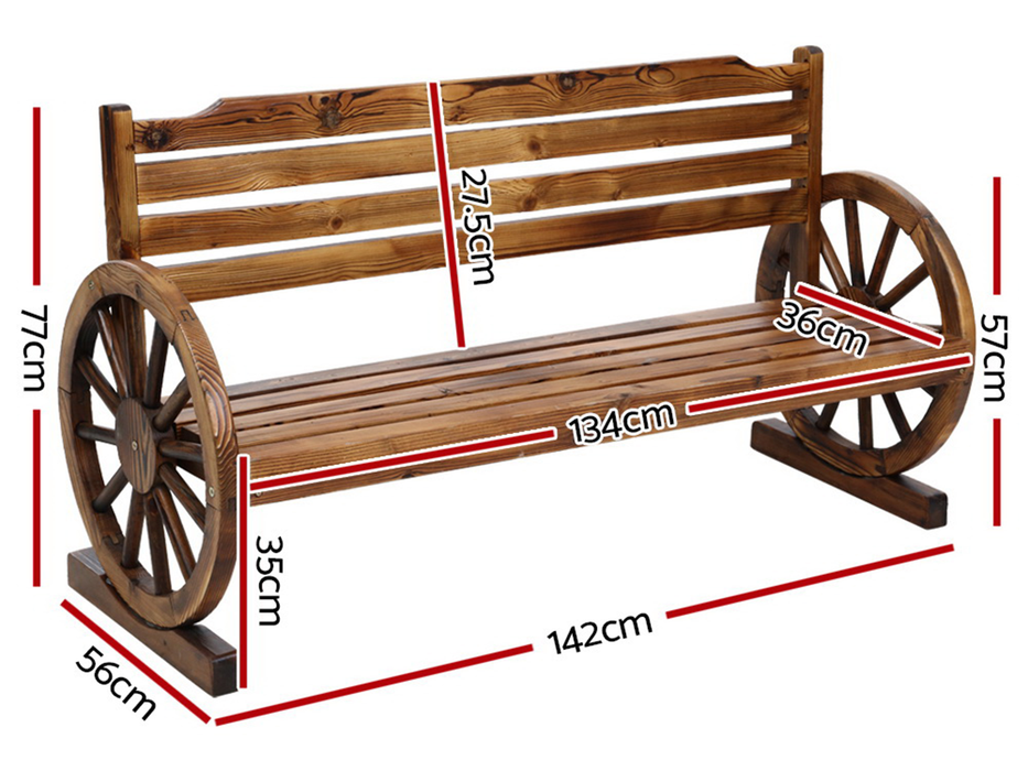 Rawson Wagon Wheel Outdoor Bench