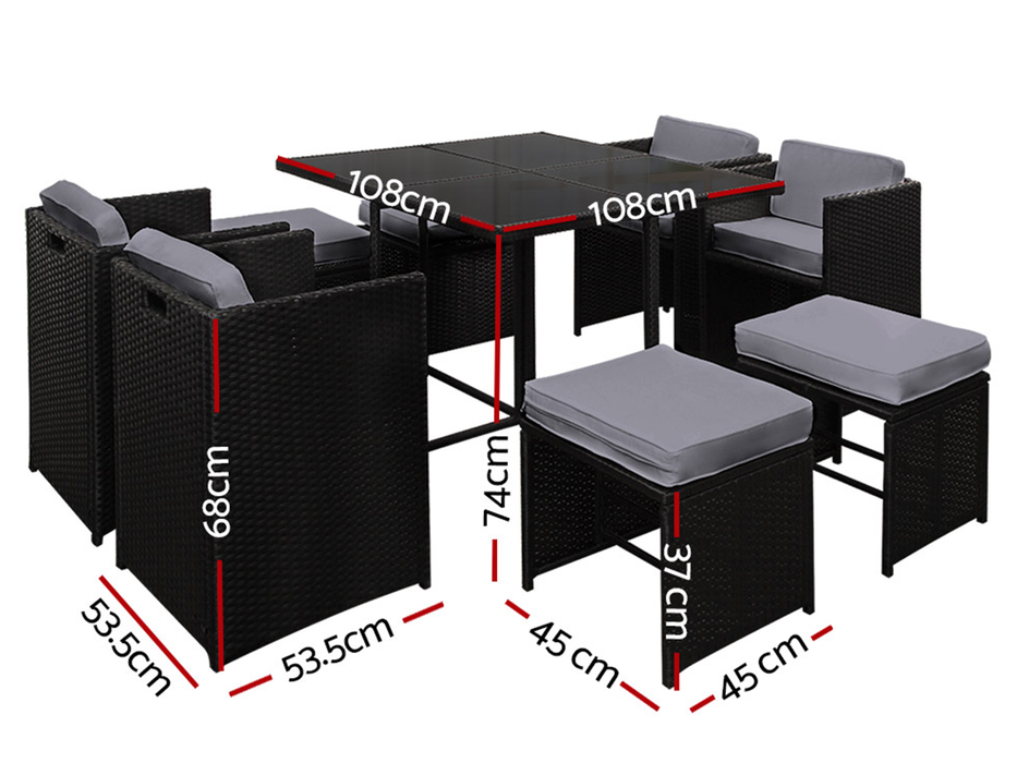 Bliss Bay 9 Piece Outdoor Dining Set