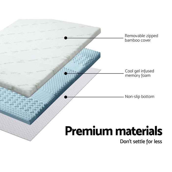 5cm 7-zone Cool Gel Memory Foam Mattress Topper with Bamboo Cover