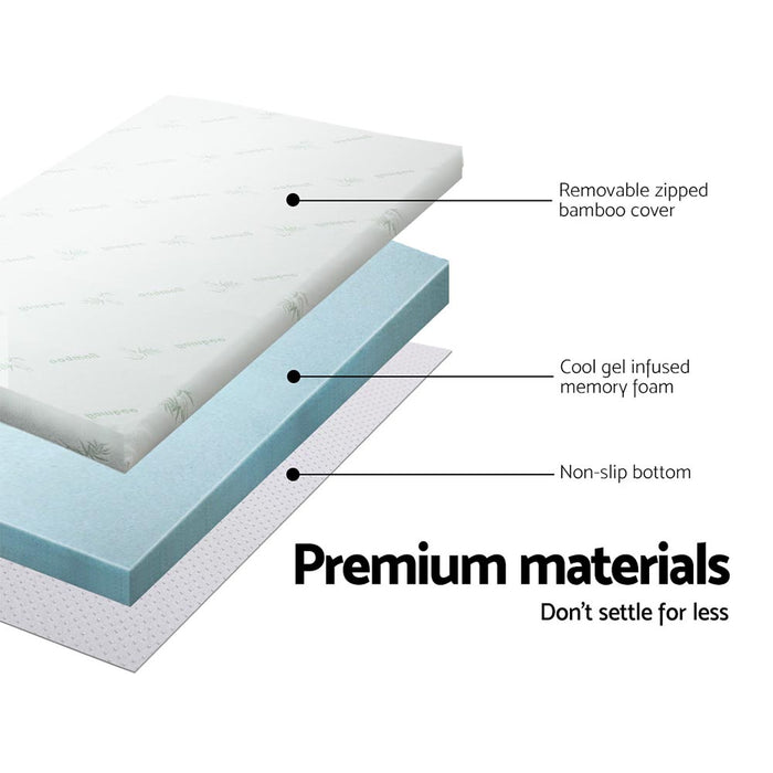 5cm Cool Gel Memory Foam Mattress Topper with Bamboo Cover