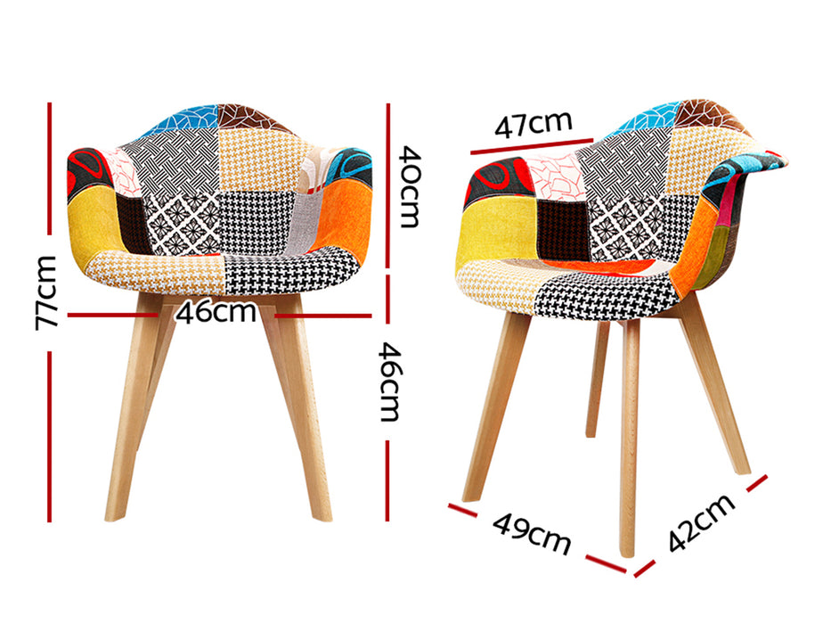 Patch Fabric Dining Chairs (Set of 2)
