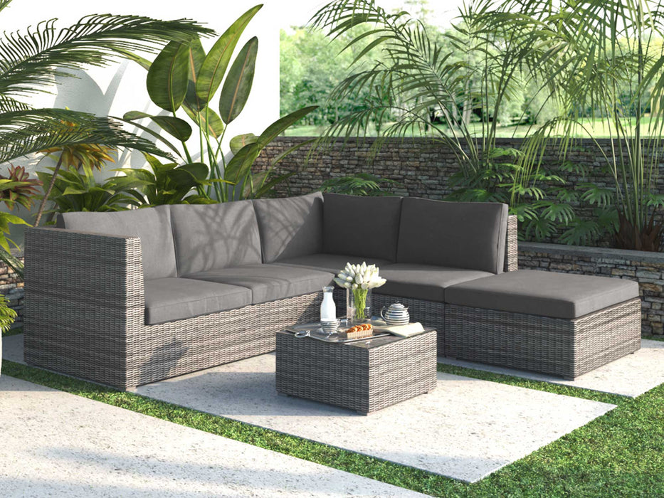 Solway 4 Seater Outdoor Sofa with Coffee Table + Ottoman