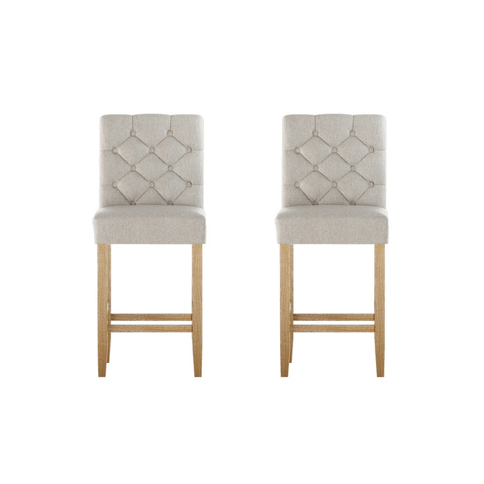 2x Bar Stools Linen Upholstered Chairs